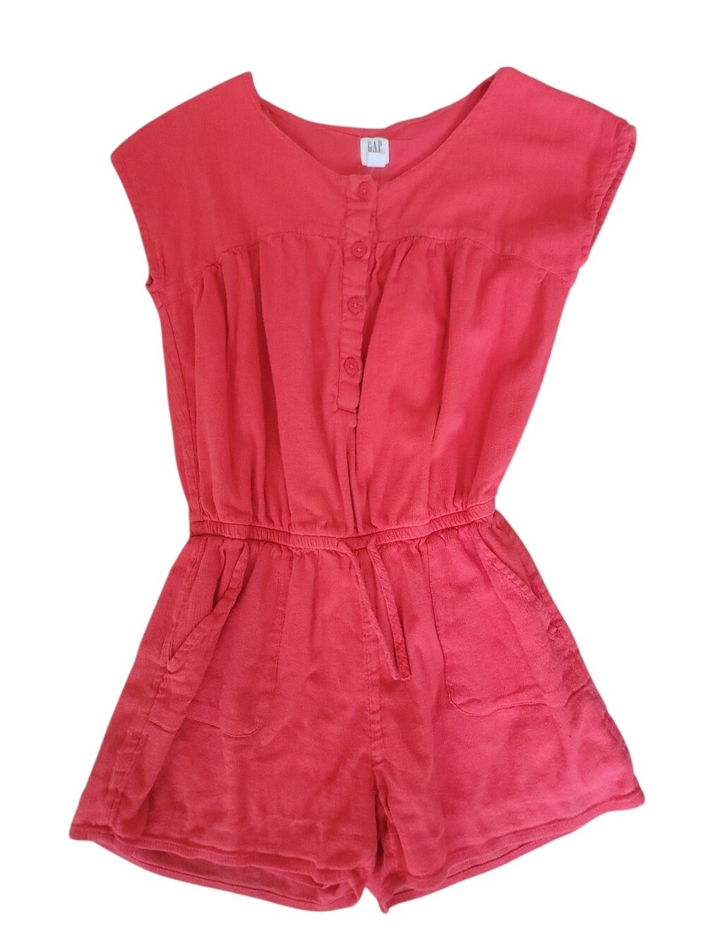 GAP Kids Girls Gauze Romper Cotton Blend Coral Red Size Medium (8-9) Summer Core
